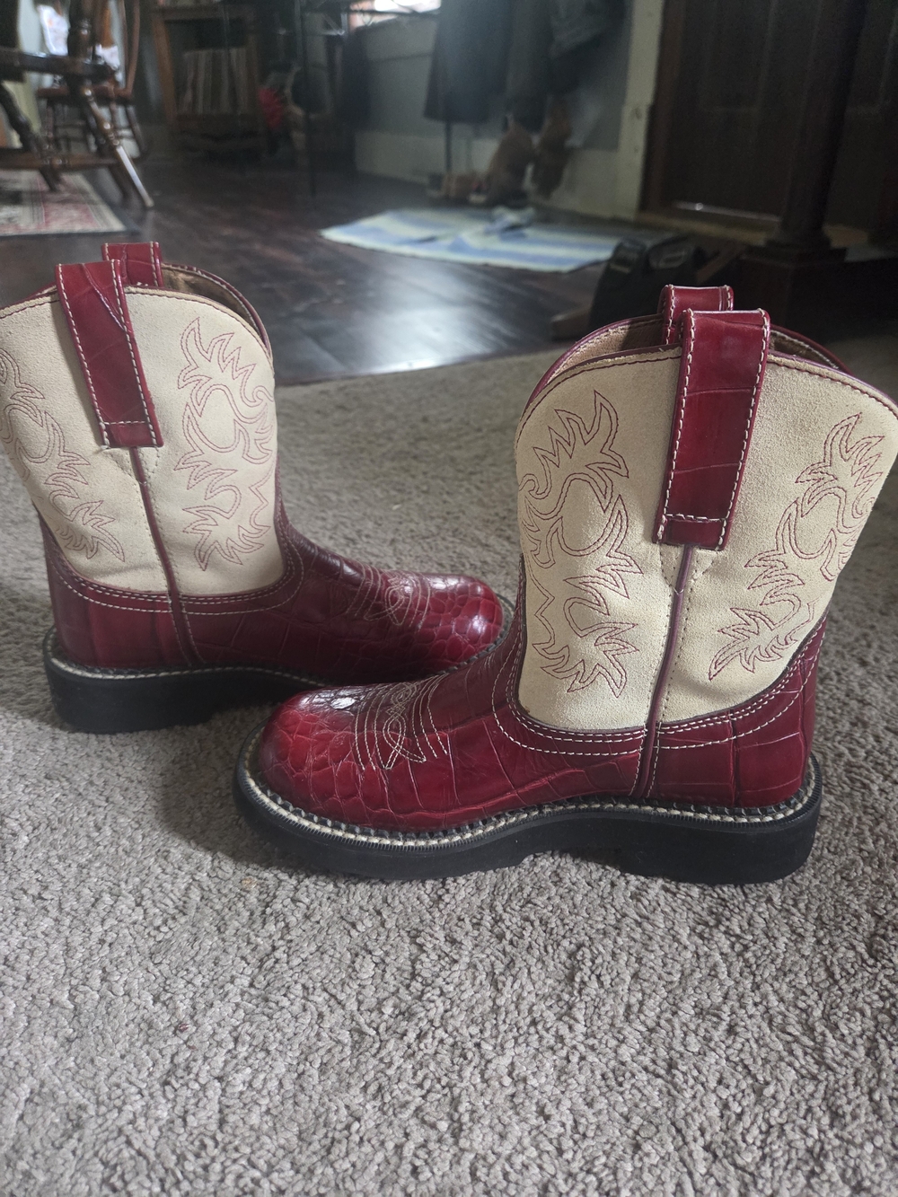 Fatbaby Red Croc Cowboy Western Boots Size 6 - Picture 6 of 6